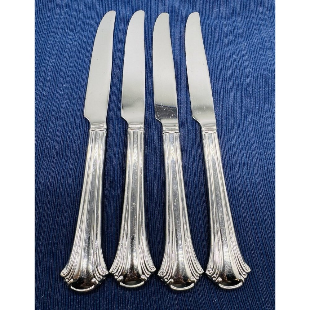 Reed and Barton Cortland Dinner Butter Knife Glossy Stainless Flatware Lot of 4‎